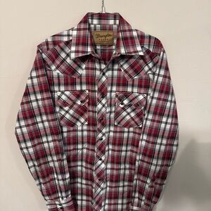 Wrangler Retro long-sleeve western Pearl snap Button Up Red, BLK, White Sawtooth